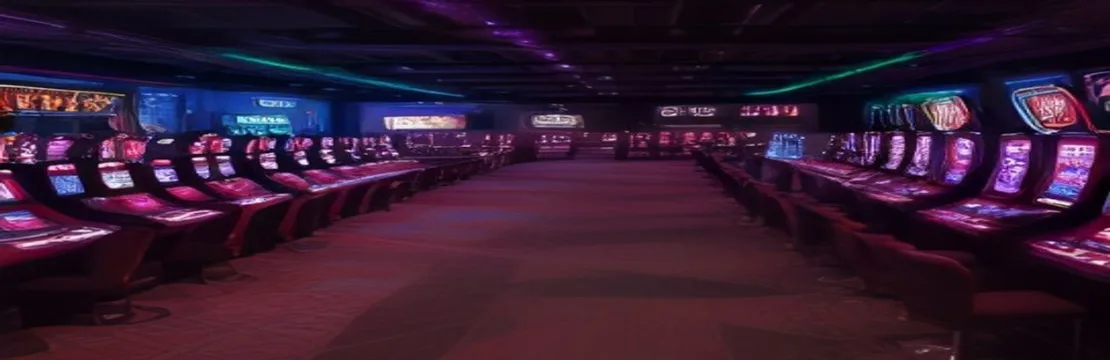 Kalabalık casino salonunda slot makineleri önünde oyuncular